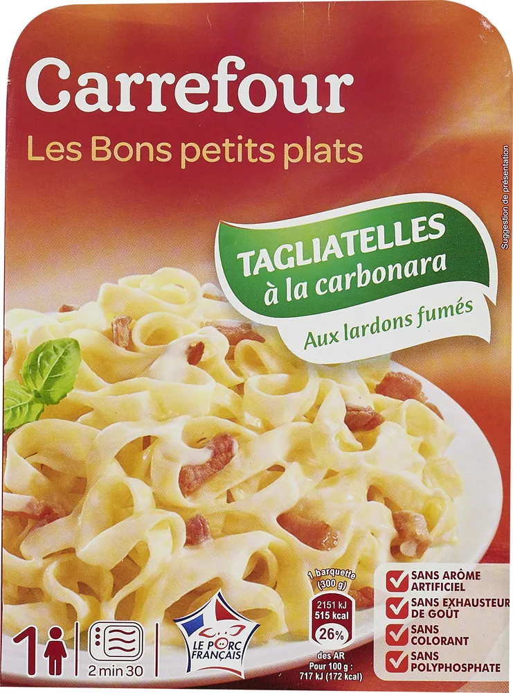 Tagliatelles à la Carbonara Aux lardons fumés