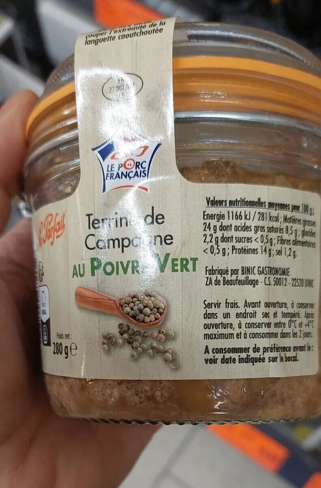 Terrine de campagne au poivre vert