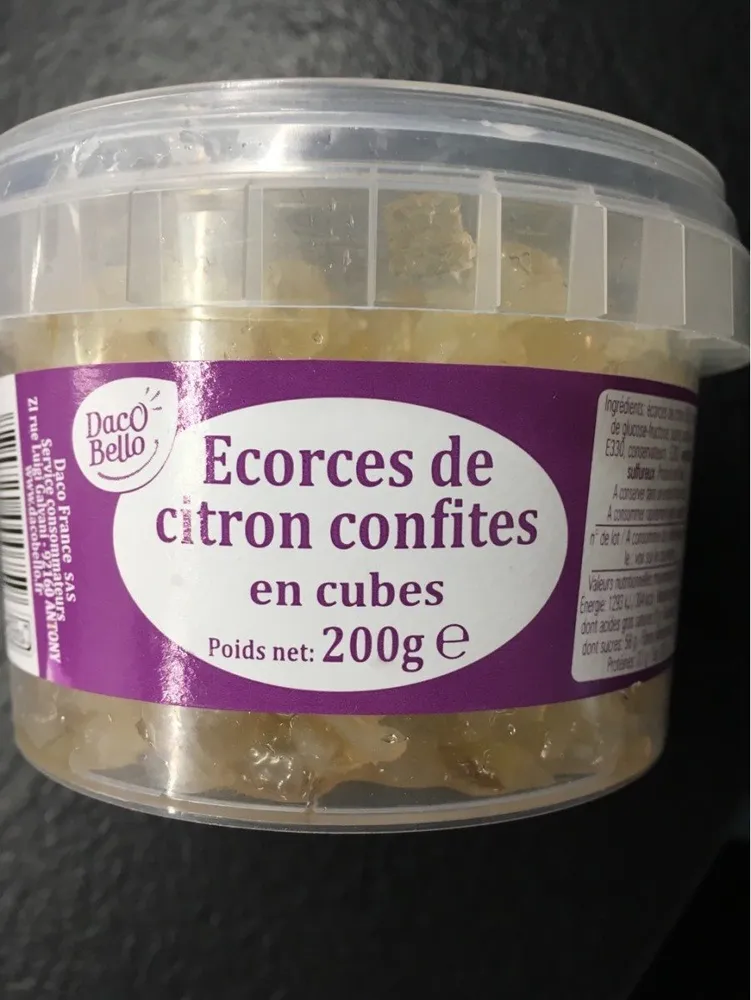 Ecorces de citron confites en cubes