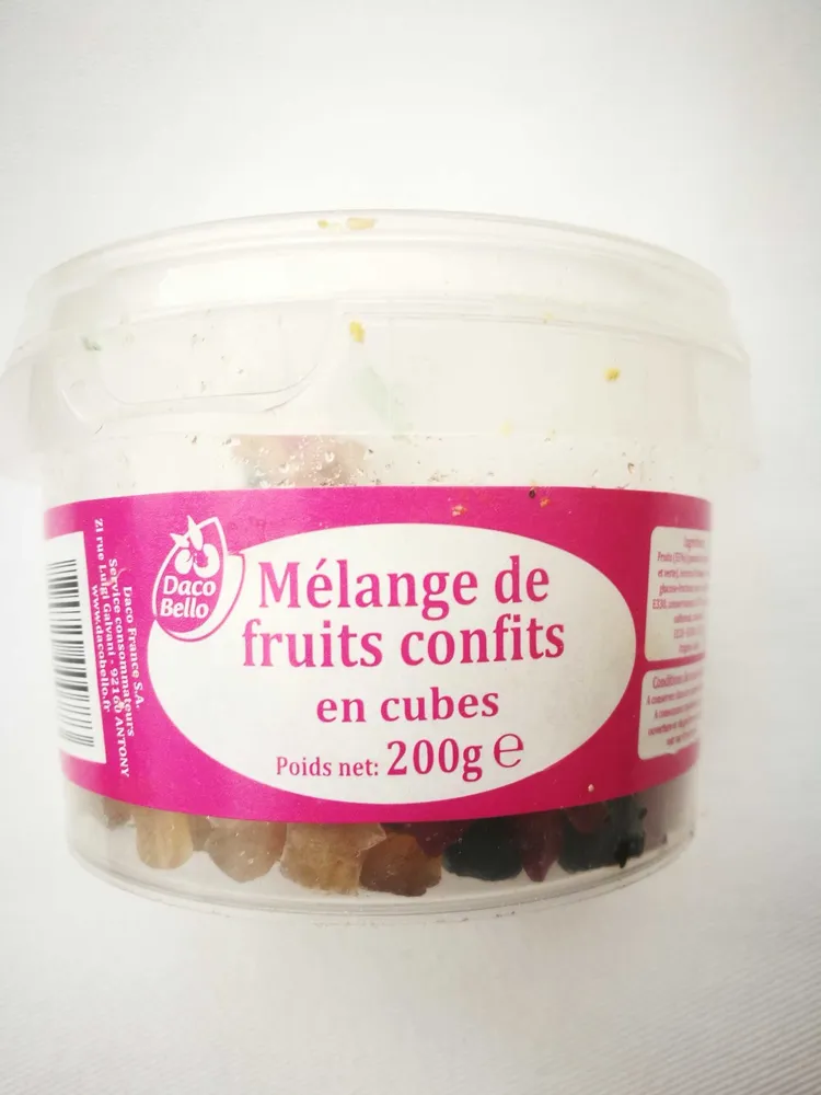 Mélange de fruits confits en cubes