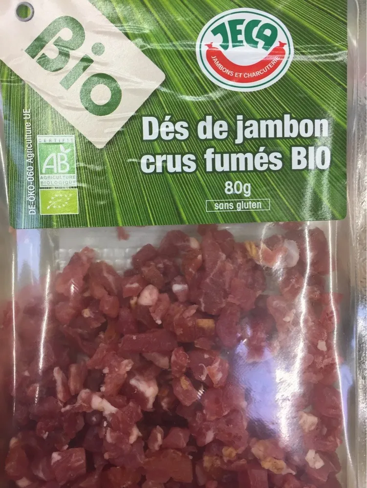 Dés de jambon crus fumés