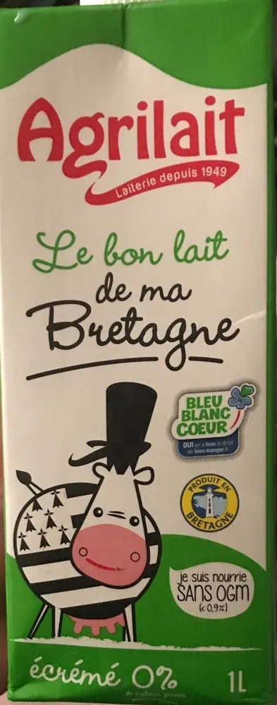 Lait écrémé UHT BBC sans OGM Bretagne
