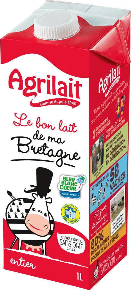 Lait entier BBC sans OGM Bretagne