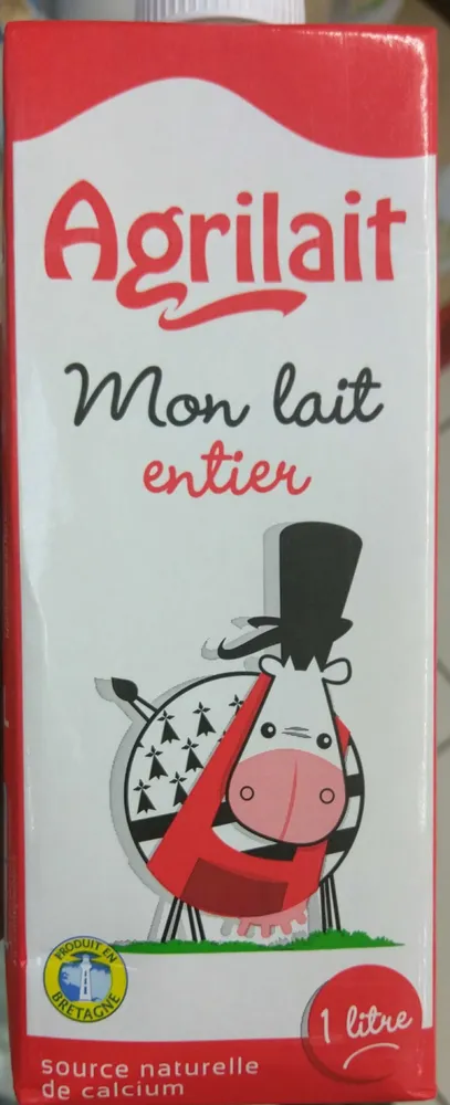 Lait entier UHT BBC sans OGM Bretagne