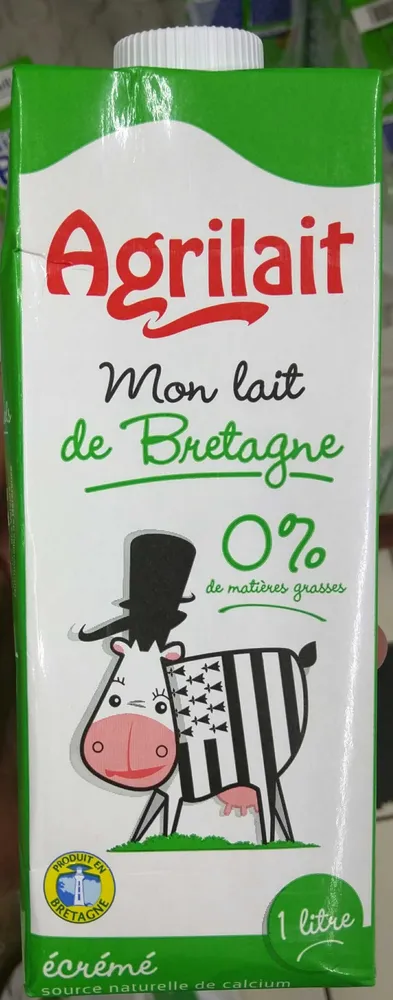 Lait écrémé UHT BBC sans OGM Bretagne