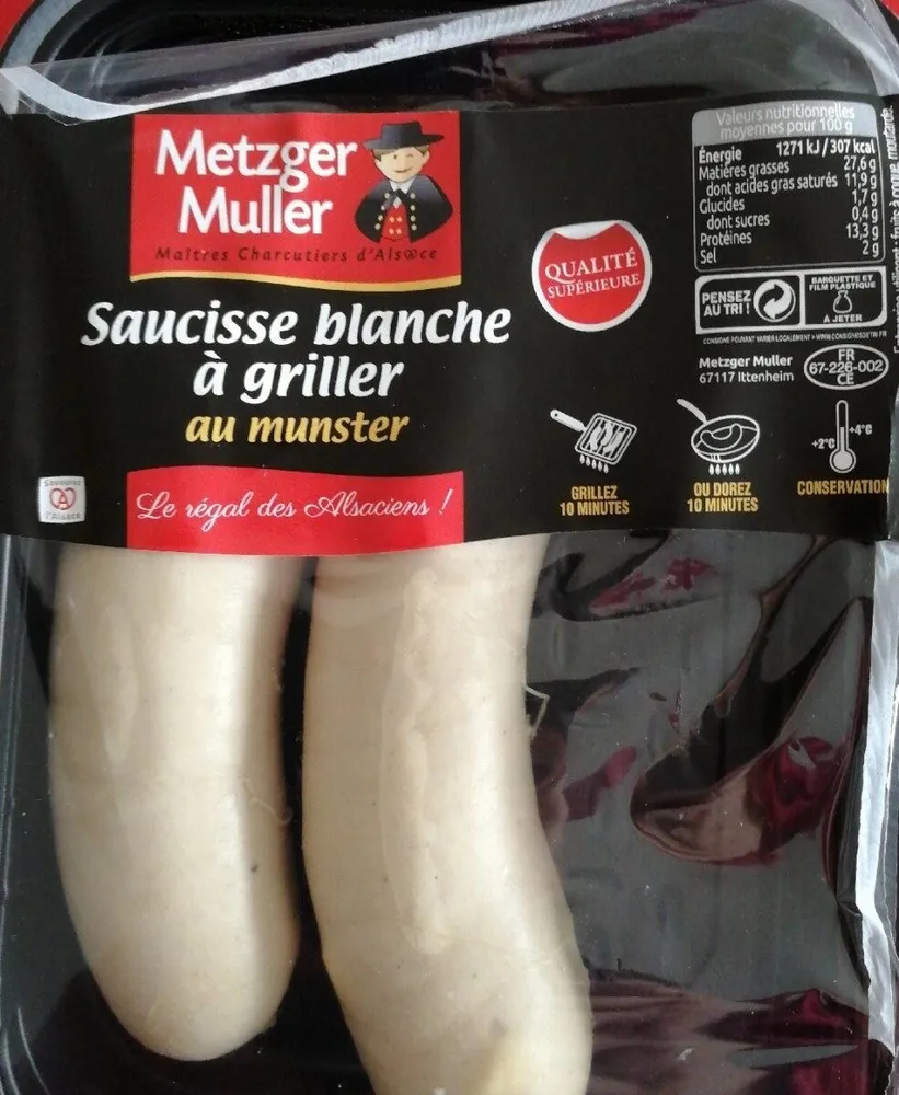 Saucisse blanche à griller au munster