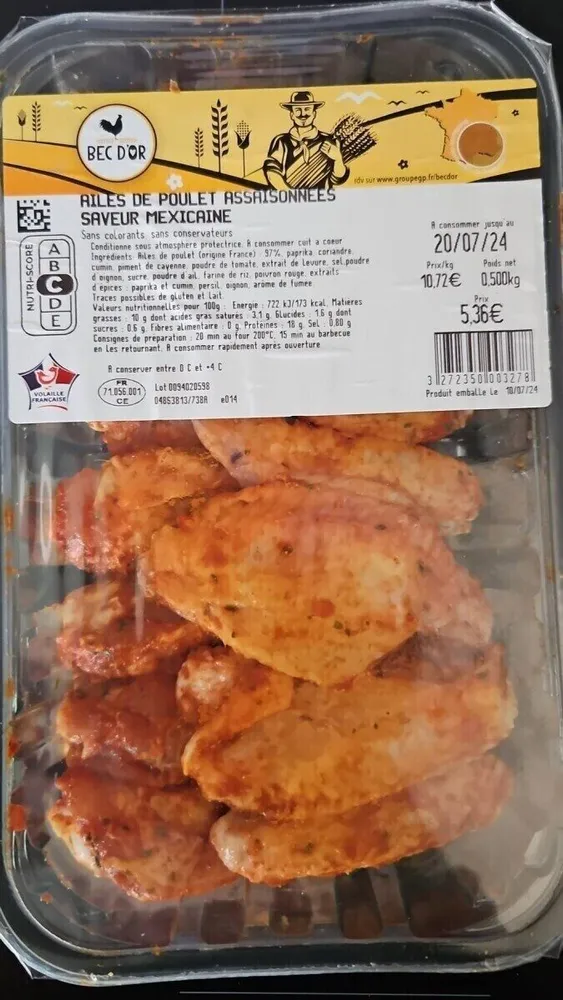 Ailes de poulet assaisonnées saveur mexicaine