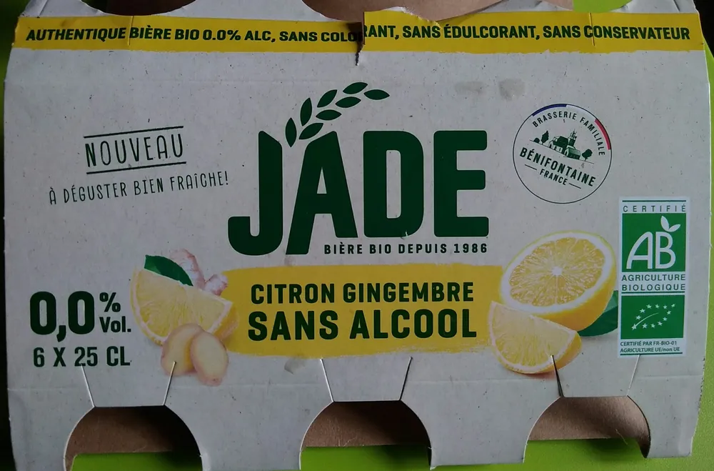 Bière bio Citron gingembre sans alcool