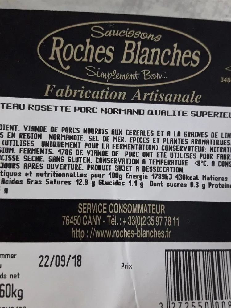 Plateau rosette porc normand qualité supérieure