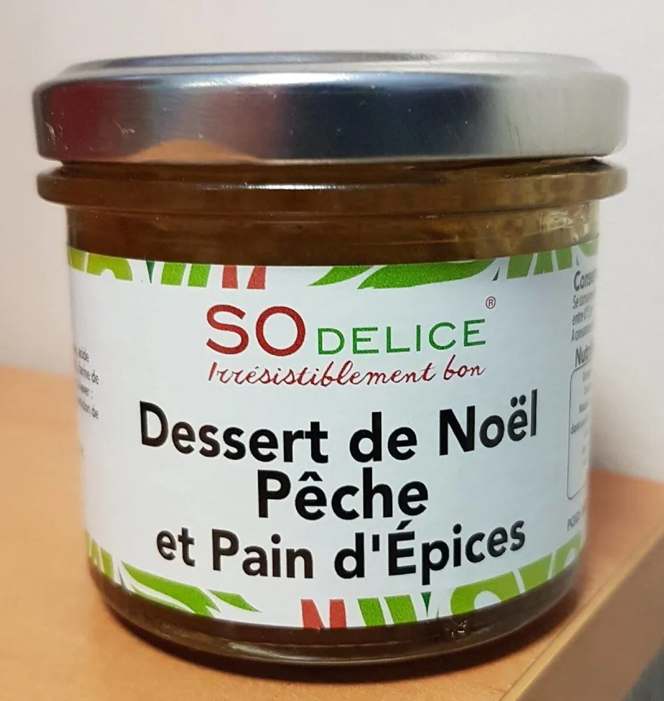 Dessert de noel pêche et pain d'épices