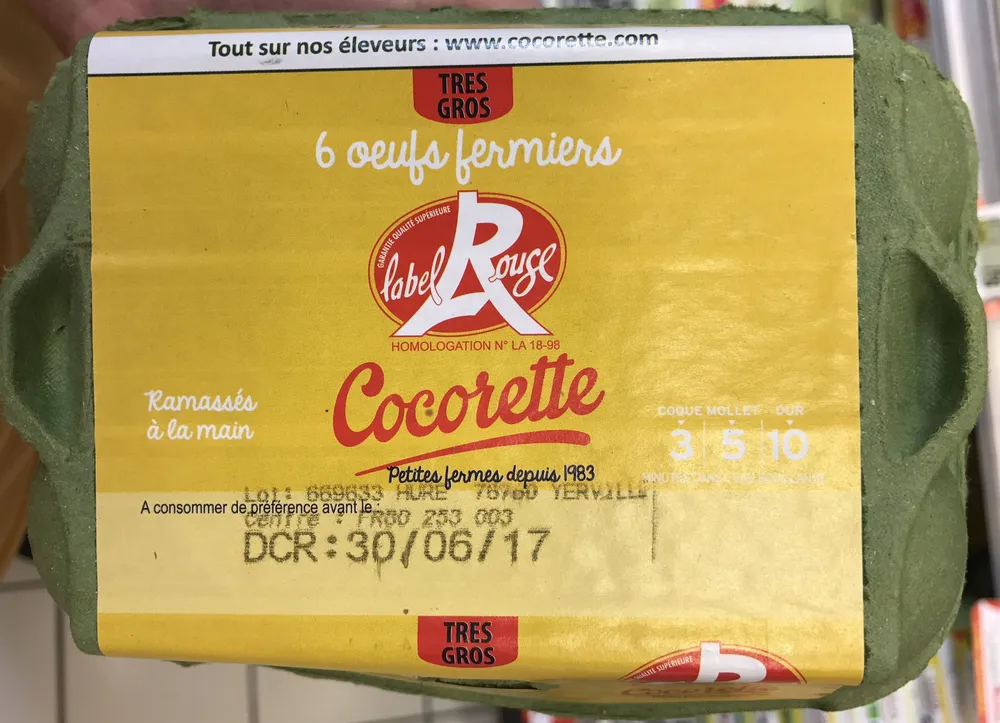 Œufs Label Rouge fermiers Très Gros Cocorette x6