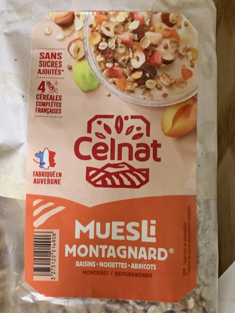 Muesli Montagnard raisins noisettes abricots