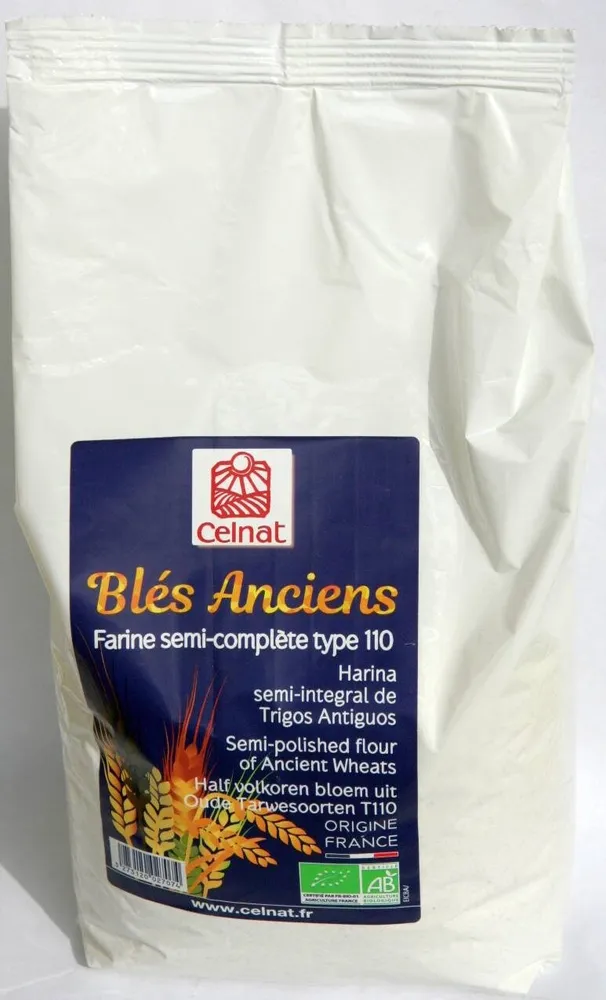 Blés anciens. Farine semi-complète type 110