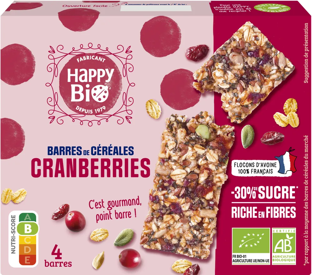 Barres de céréales cranberries