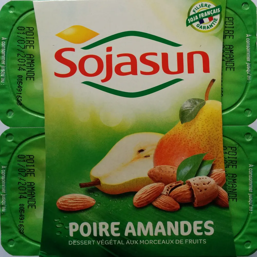 Dessert végétal aux morceaux de fruits, Poire Amandes (4 Pots)