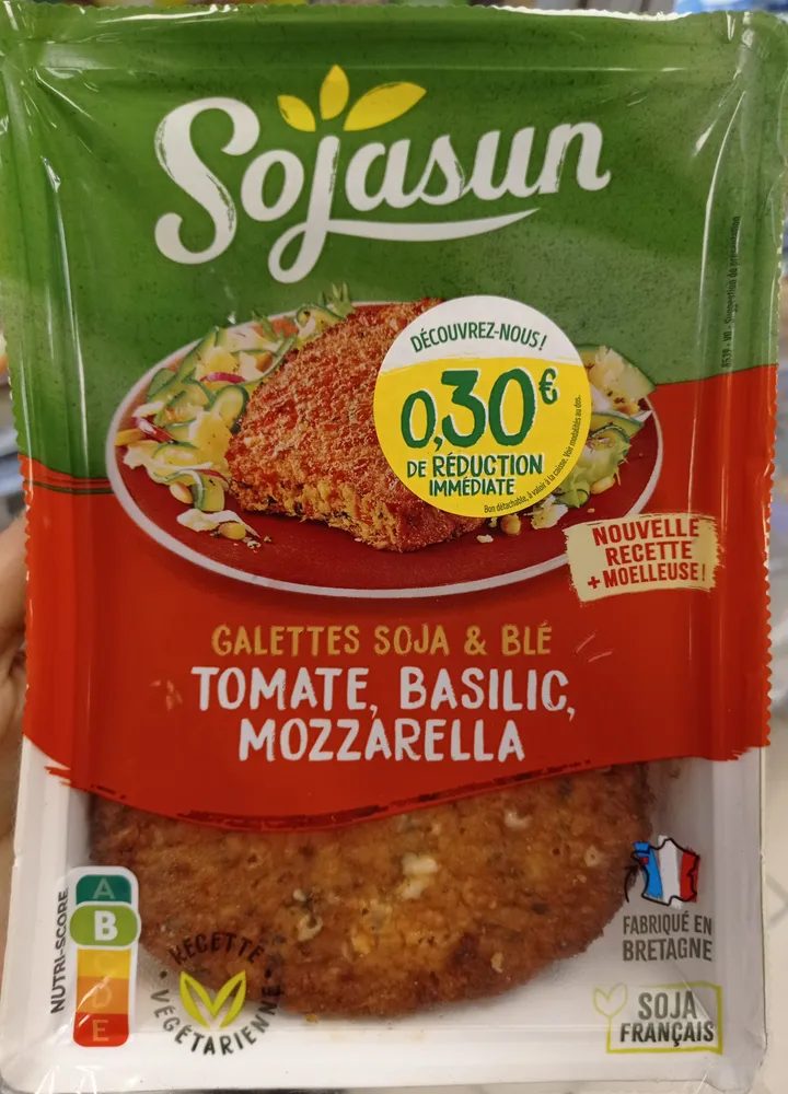 Galettes Soja & Blé, Tomates, Basilic & Mozarella