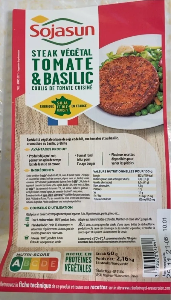 Steak vegetal tomate & basilic