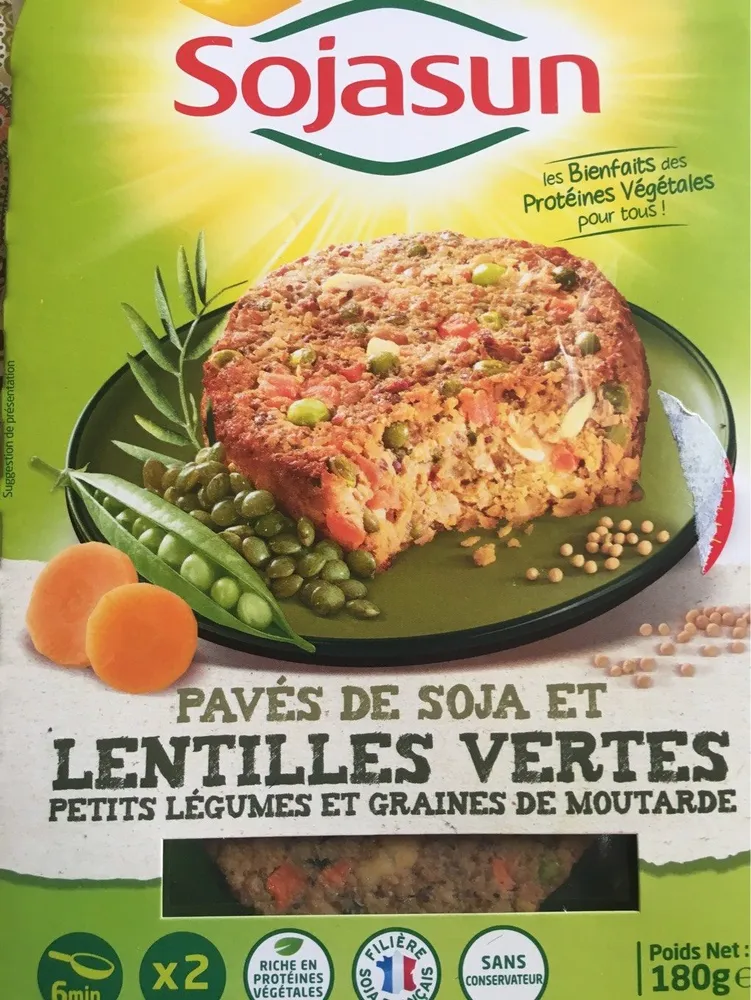 Pavé de soja et lentilles vertes