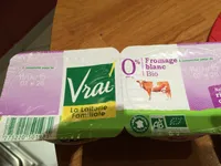 Fromage blanc bio nature au lait pasteurise 0%MG VRAI