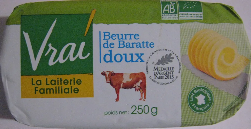 Beurre de baratte doux Bio Vrai