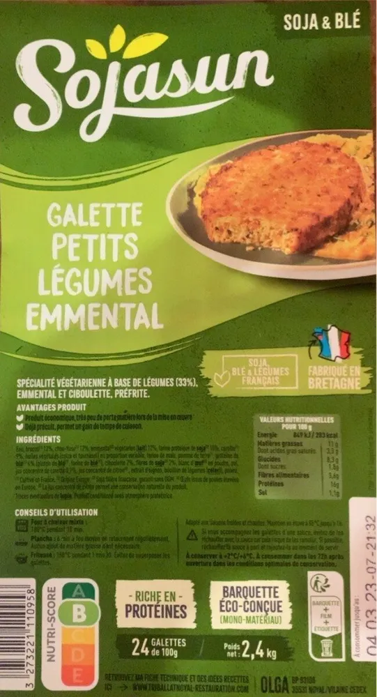 Galette petits légumes emmental
