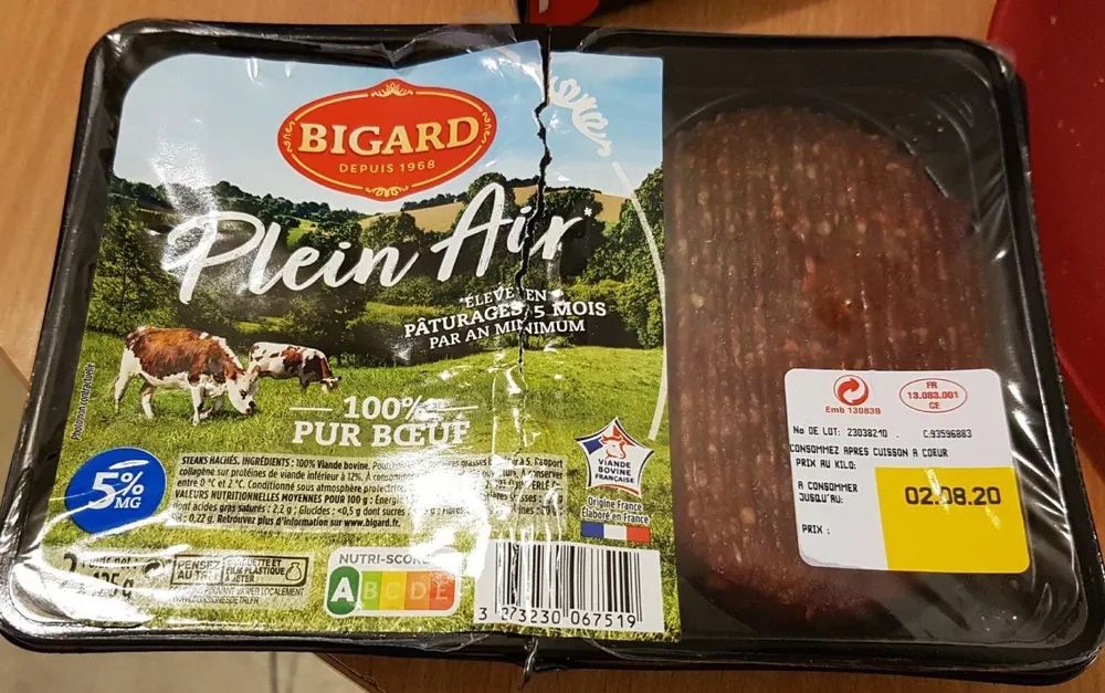 Steaks Hachés 100% Pur Boeuf 5% MG Plein Air