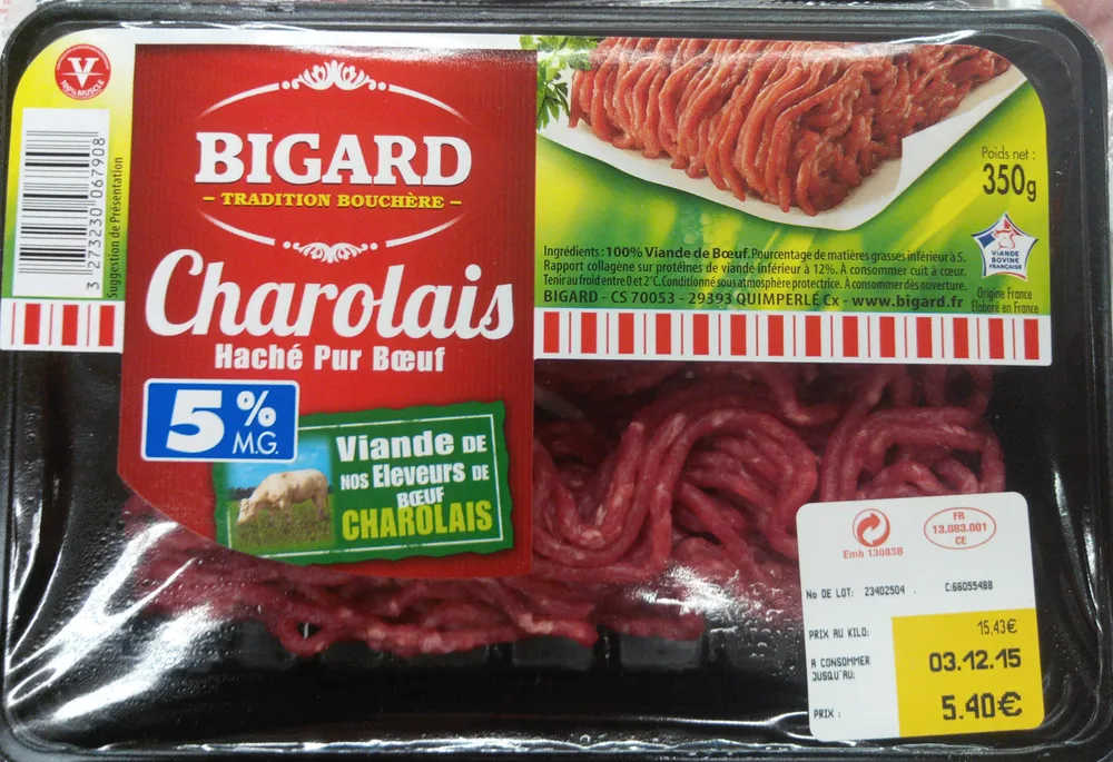 Charolais haché pur bœuf (5% MG)