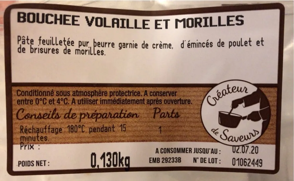 Bouchee volaille et morilles