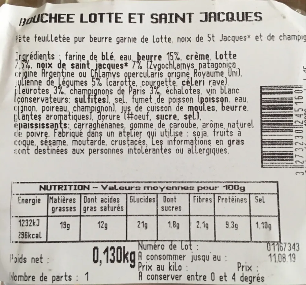 Bouchee lotte et saint jacques