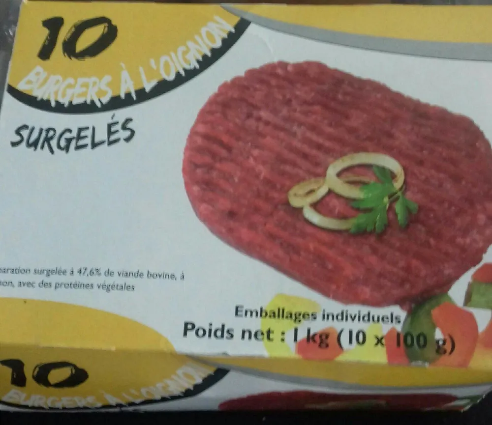 Burgers à l'oignon surgelés