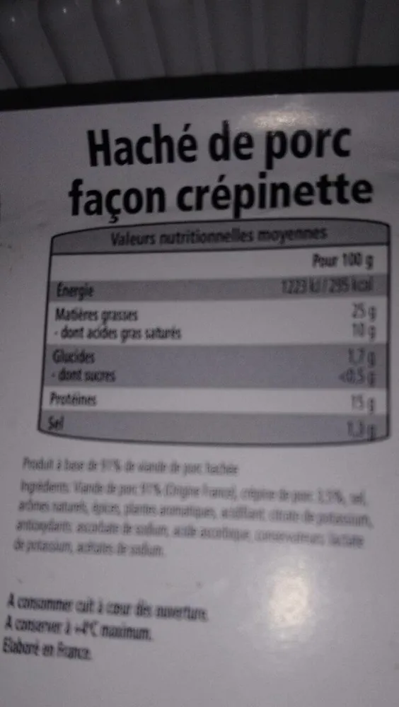 Haché de porc façon crepinettes