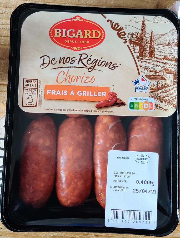 Chorizo frais à griller