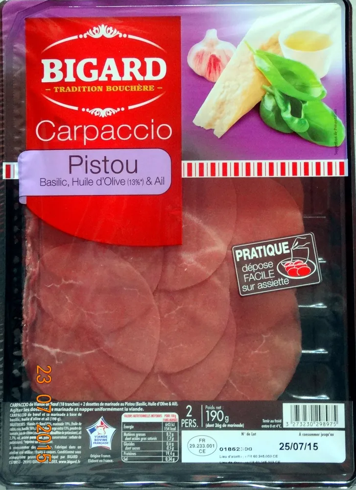 Carpaccio Marinade Pesto Rouge