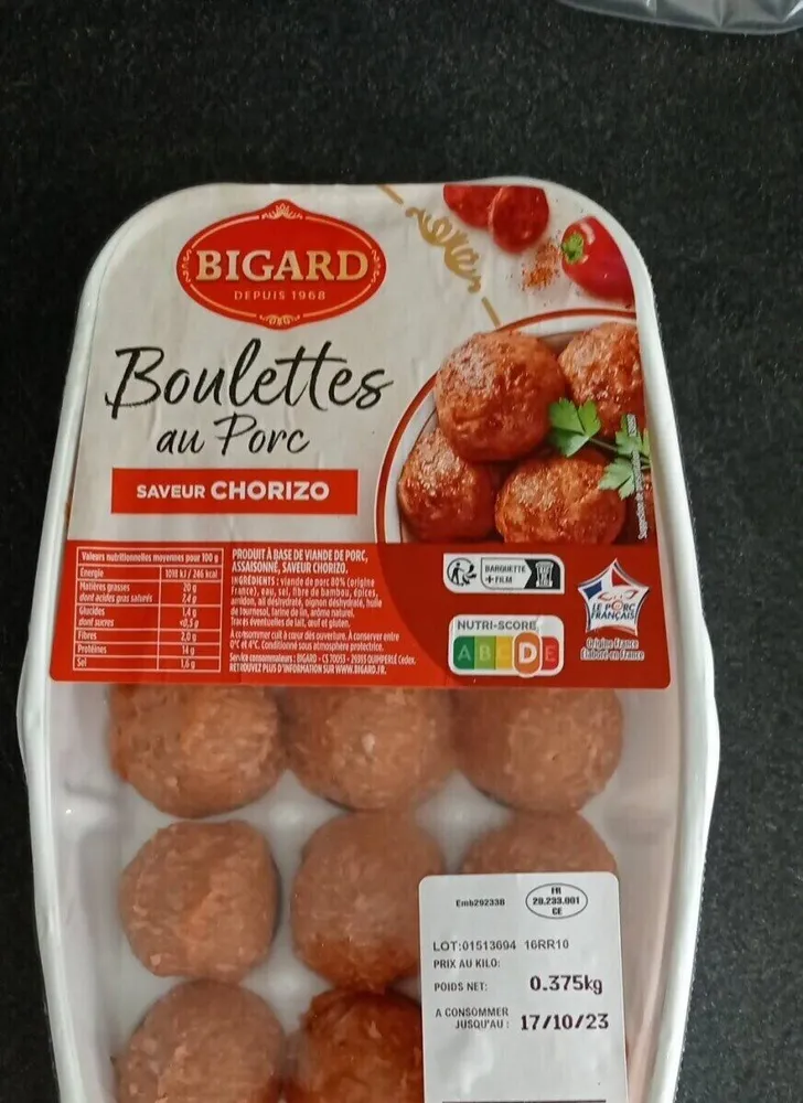 Boulettes de porc au chorizo