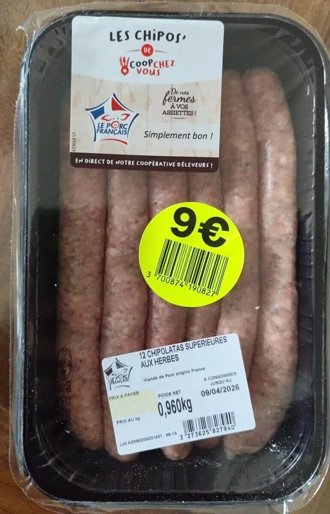 12 chipolatas supérieures aux herbes