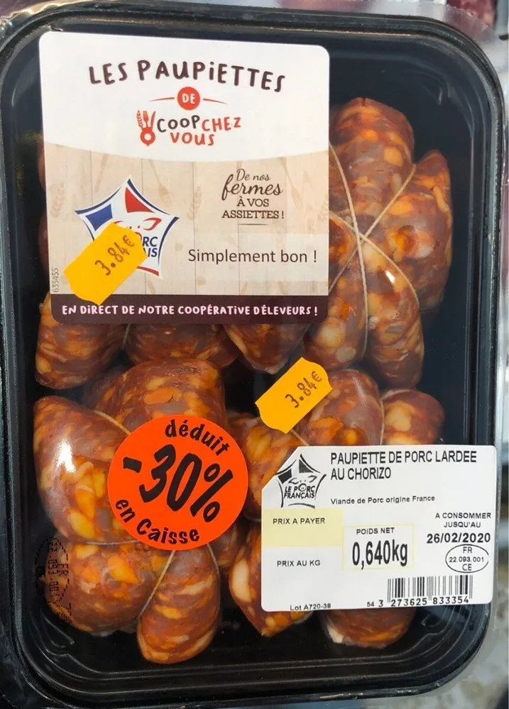 Paupiette porc lardée au chorizo