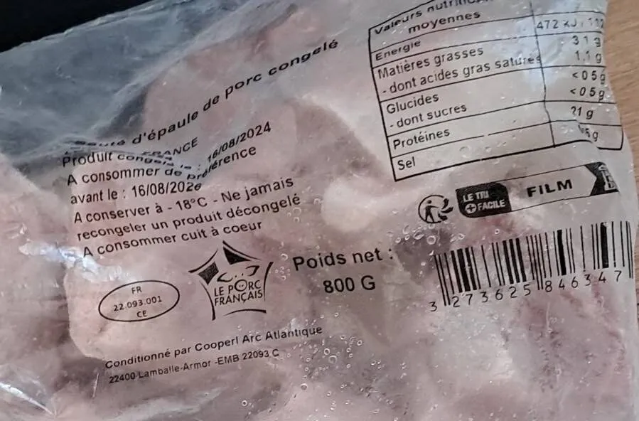 sauts d'épaule de porc congelé