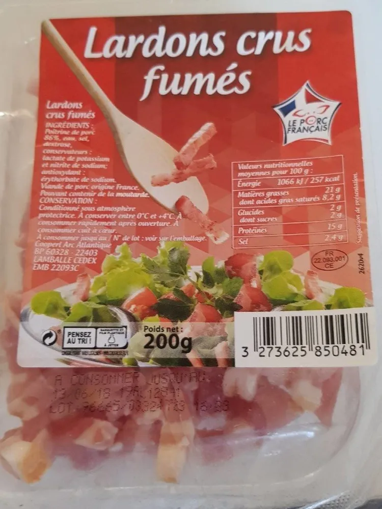 Lardon crus fumés