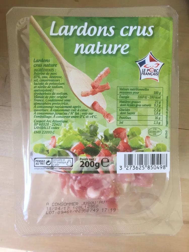 Le porc Français - Lardons crus nature