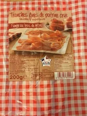 Tranches fines de poitrine crue