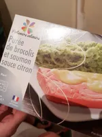 Purée  de brocolis et saumon sauce citron