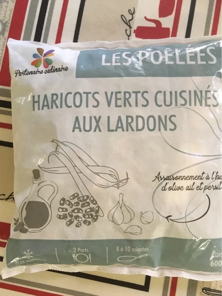 Haricots verts cuisinés aux lardons