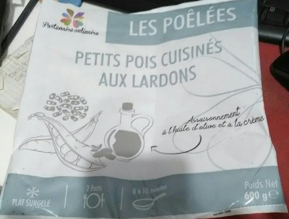 petit pois cuisines aux lardon
