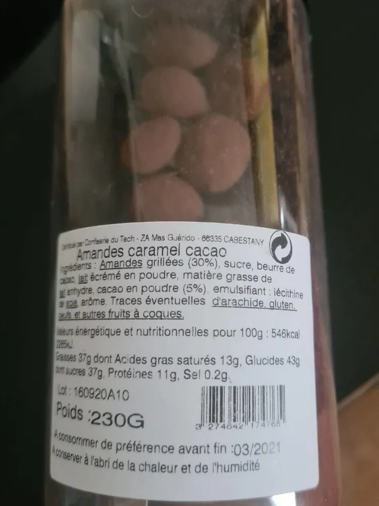 Amandes caramel cacao