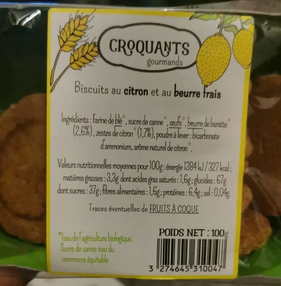 Croquants gourmands biscuits au citron et au beurre frais