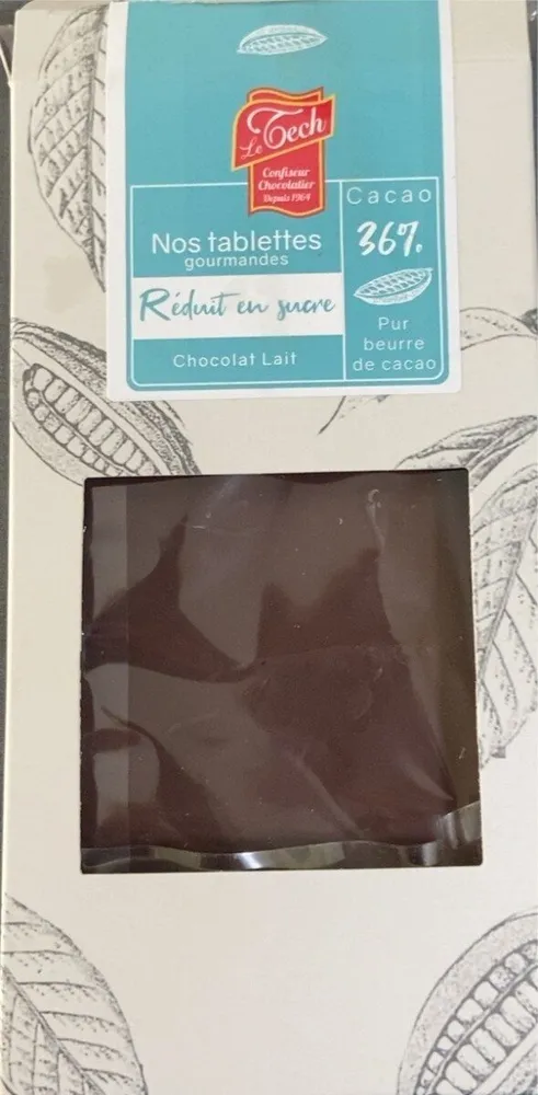 Tablette gourmande Chocolat au lait reduit en sucre