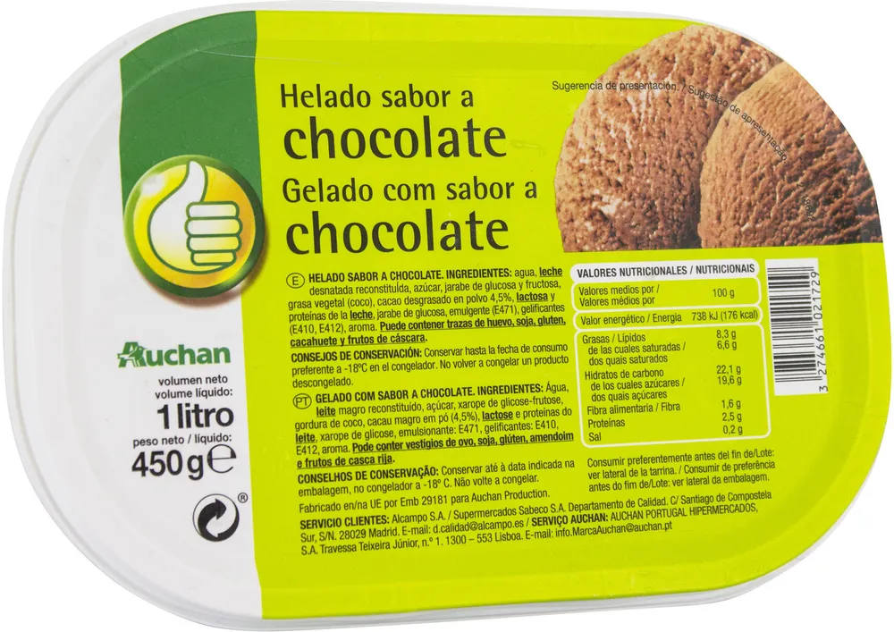 Helado sabor a chocolate