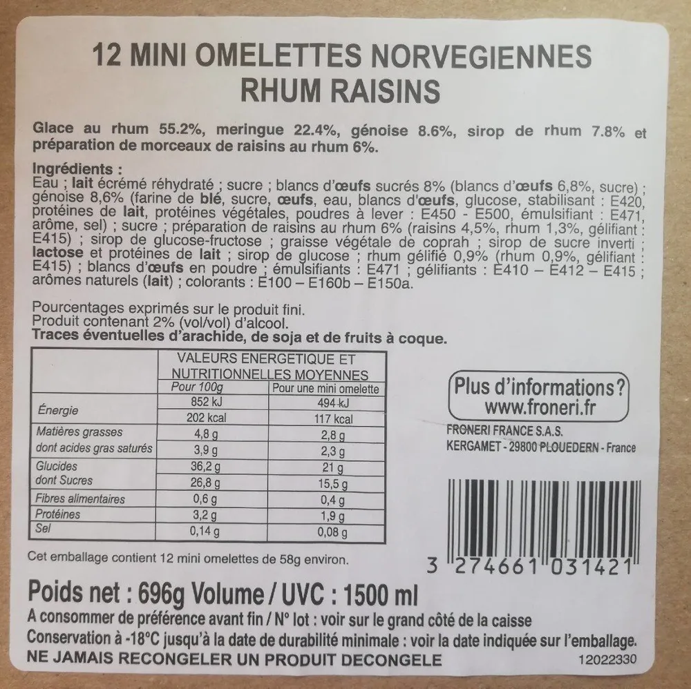 Mini omelettes norvégiennes rhum raisin