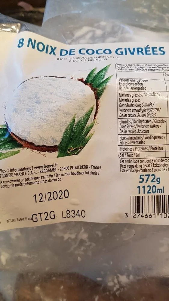 8 noix de coco givrée