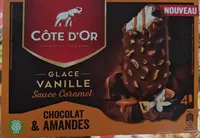 Glace vanille sauce caramel chocolat & amandez